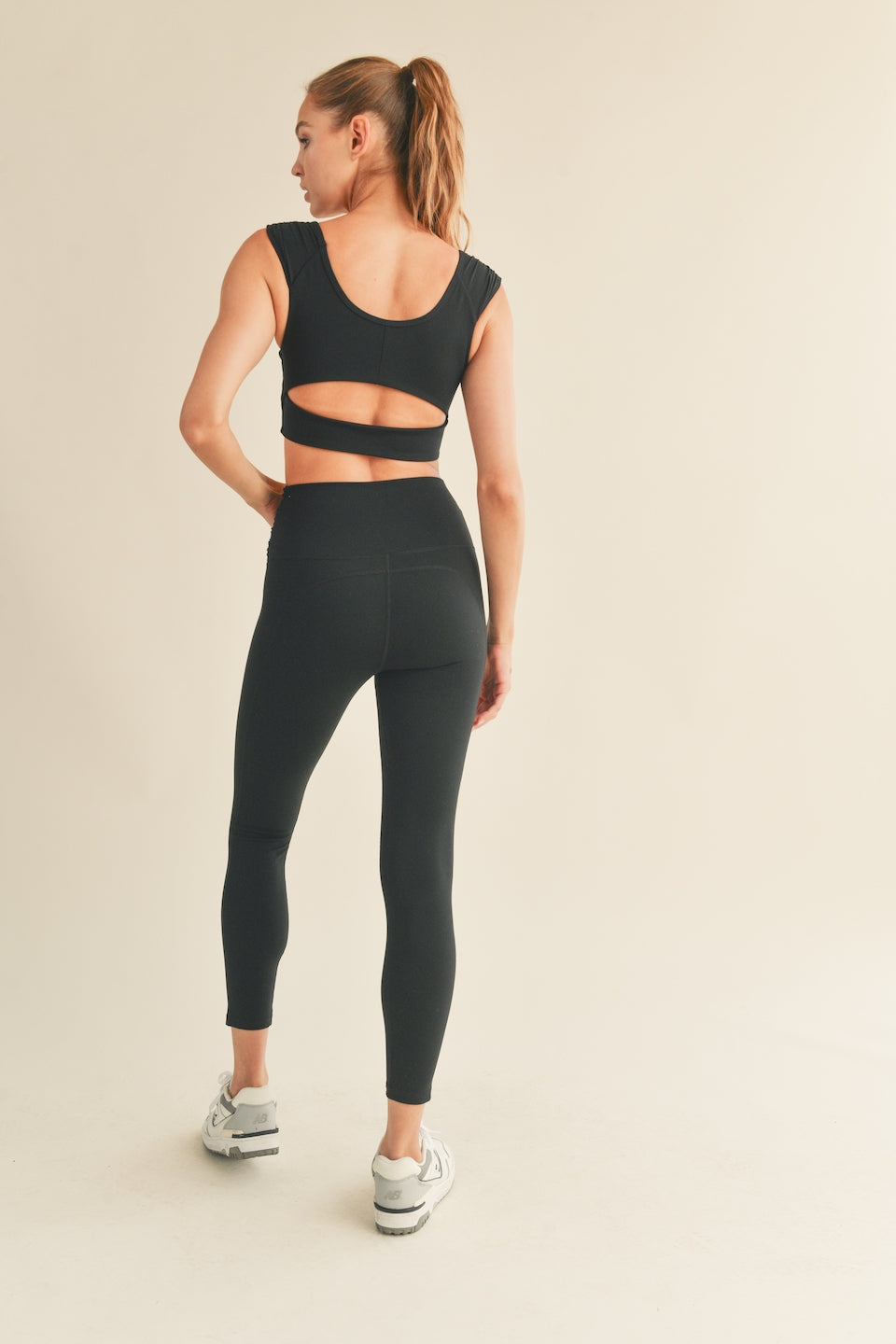 Black Rucheed Crop Top & Legging Set